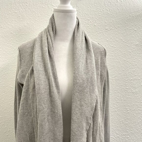AllSaints Shawl Collar Exposed Seam Drape Cardigan Sweater Pockets Gray size 8 - Picture 2 of 7